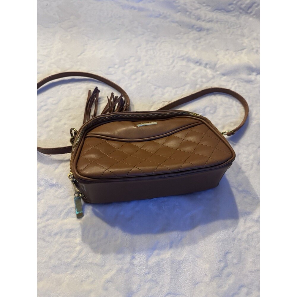 Joy & Iman BROWN Leather Fashionably Functional RFID Crossbody w/Tassel